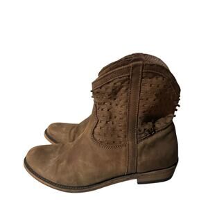 Caborca Women's Leather Ankle Cowboy Boots 7.5 Brown Western Cowgirl